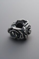 999 Fine Silver-Antiqued-Dimensional Triple-Rose Spacer Bead-14mm - Image 3