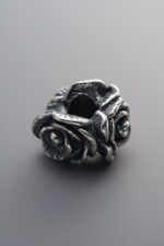 999 Fine Silver-Antiqued-Dimensional Triple-Rose Spacer Bead-14mm - Image 3