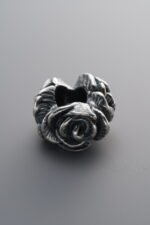 999 Fine Silver-Antiqued-Dimensional Triple-Rose Spacer Bead-14mm - Image 2