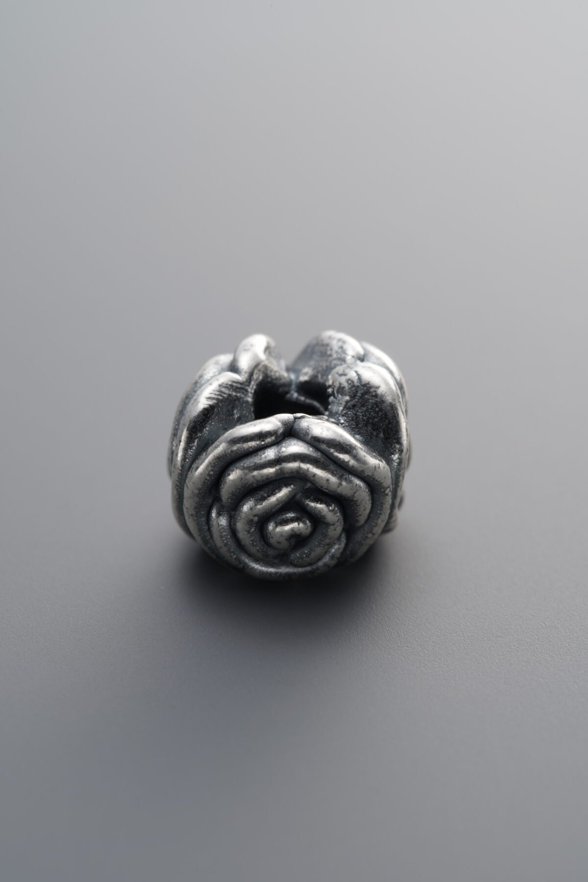 999 Fine Silver-Antiqued-Dimensional Triple-Rose Spacer Bead-10mm - Image 4