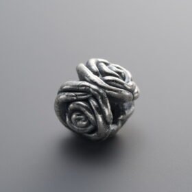 999 Fine Silver-Antiqued-Dimensional Triple-Rose Spacer Bead-10mm