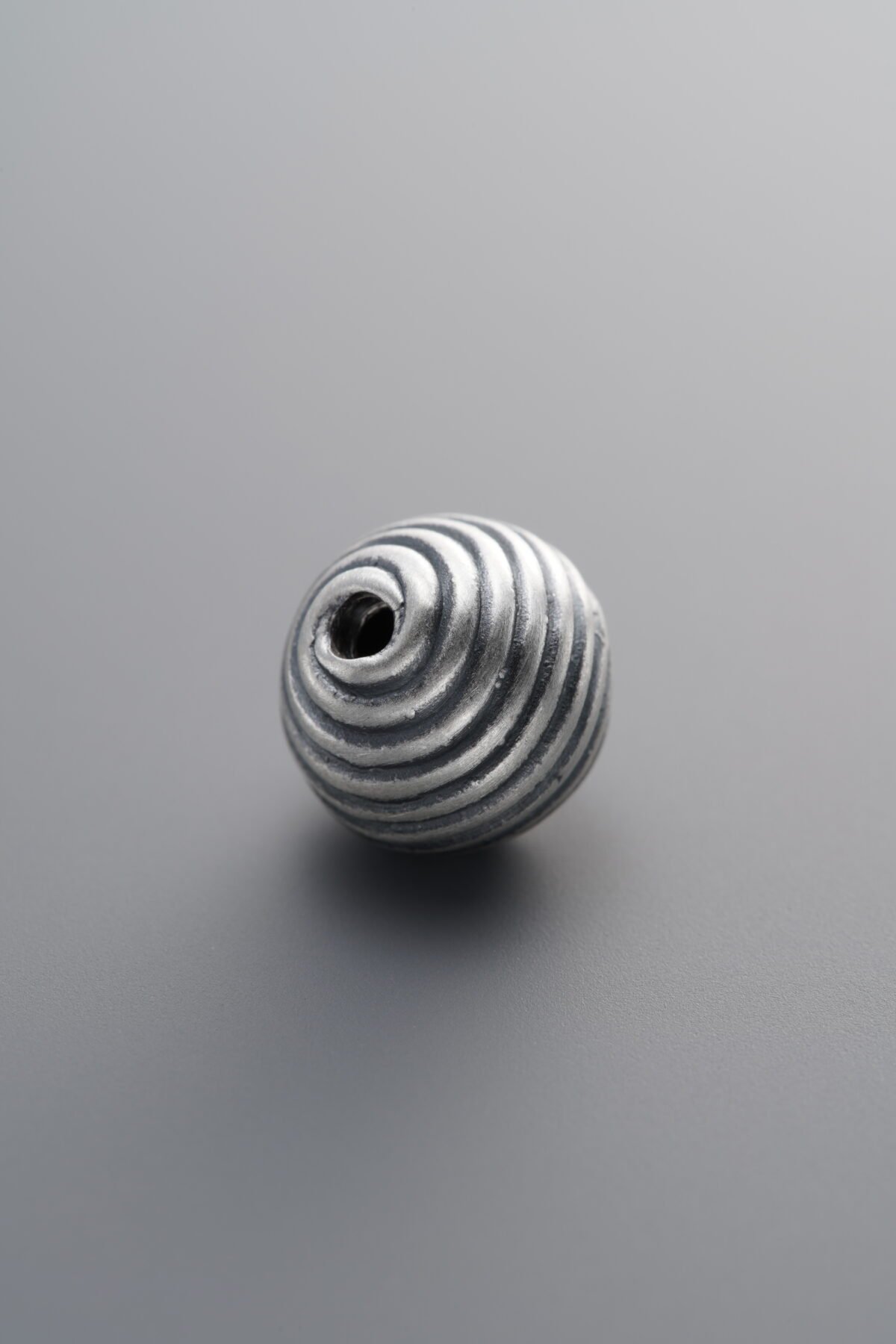999 Fine Silver-Antiqued-Dimensional Spiral Spacer Bead-10mm - Image 1