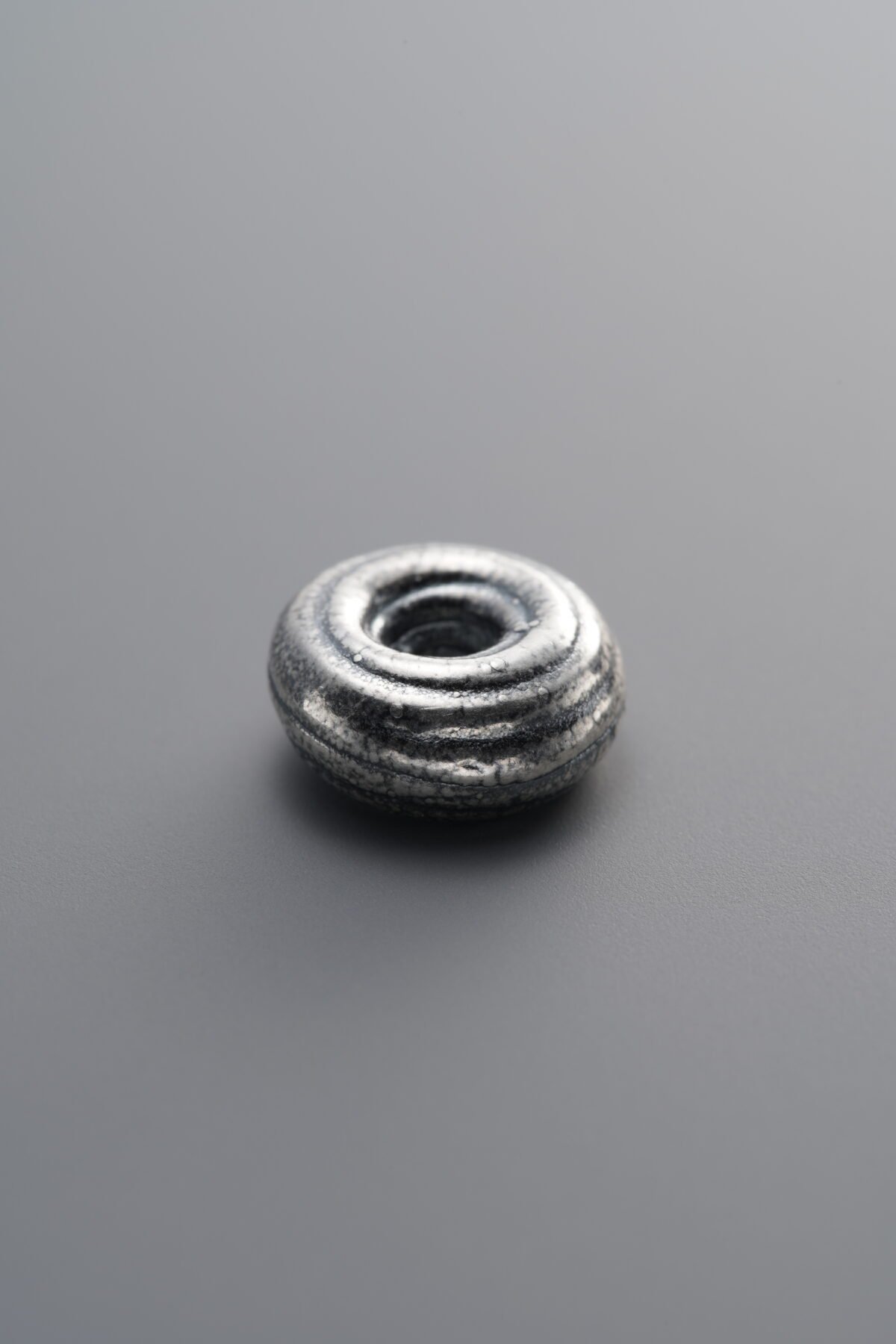 999 Fine Silver-Antiqued-Dimensional Spiral Ring Bead-10mm - Image 1