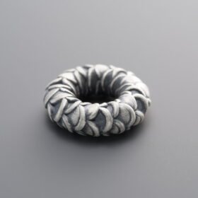 999 Fine Silver-Antiqued-Dimensional Dragon Scale Slider Bail Ring-15mm