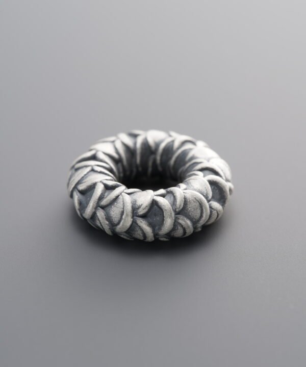 999 Silver-Vintage-3D Dragon Scale Running Ring-15mm