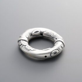 999 Fine Silver-Antiqued-Dimensional Fish Slider Bail-20mm