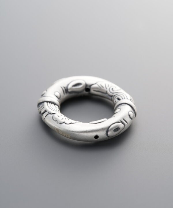 999 Fine Silver-Antiqued-Dimensional Fish Slider Bail-20mm