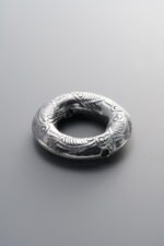 999 Fine Silver-Antiqued-Dimensional Fish Pattern Large Ring Spacer Bead-24mm - Image 2