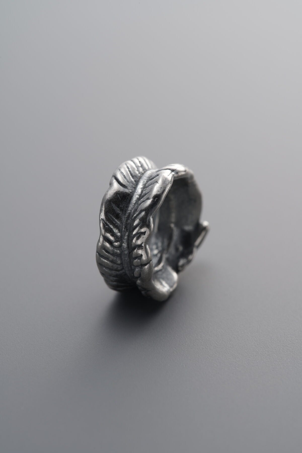 999 Fine Silver-Antiqued-Dimensional Leaf Slider Bail-11mm - Image 1