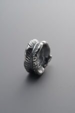 999 Fine Silver-Antiqued-Dimensional Leaf Slider Bail-11mm
