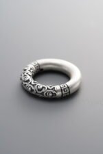 999 Silver-Vintage-3D Auspicious Cloud Fret Pattern Sliding Ring-18mm - Image 4