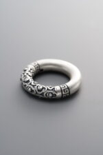 999 Fine Silver-Antiqued-Dimensional Auspicious Cloud Fret Pattern Slider Bail-18mm - Image 4