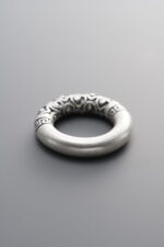 999 Fine Silver-Antiqued-Dimensional Auspicious Cloud Fret Pattern Slider Bail-18mm - Image 2