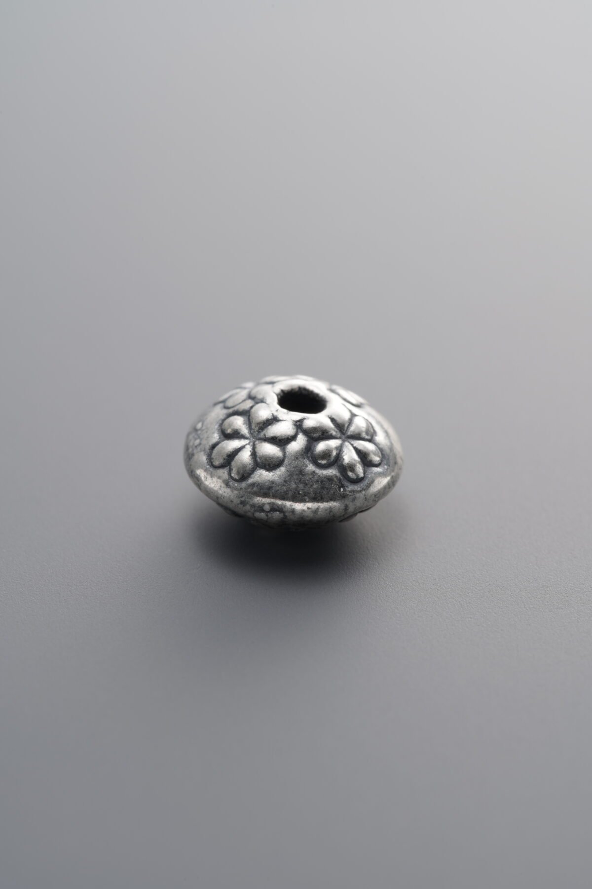 999 Fine Silver-Antiqued-Dimensional Rondelle Spacer Bead-10mm - Image 1
