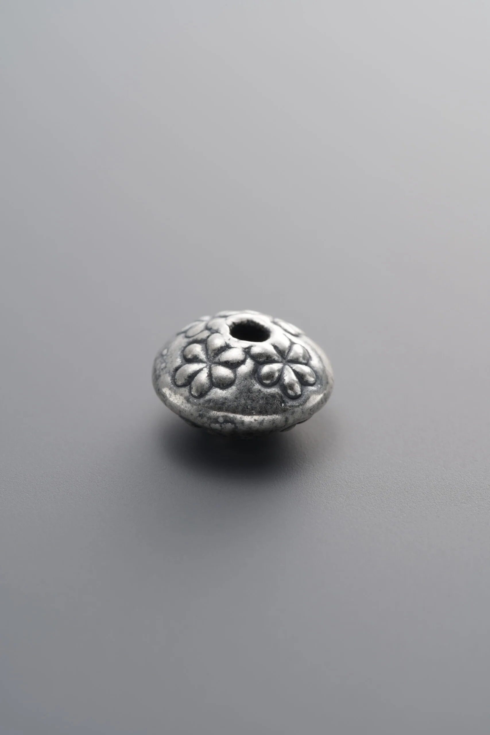 999 Fine Silver-Antiqued-Dimensional Rondelle Spacer Bead-10mm - Image 1
