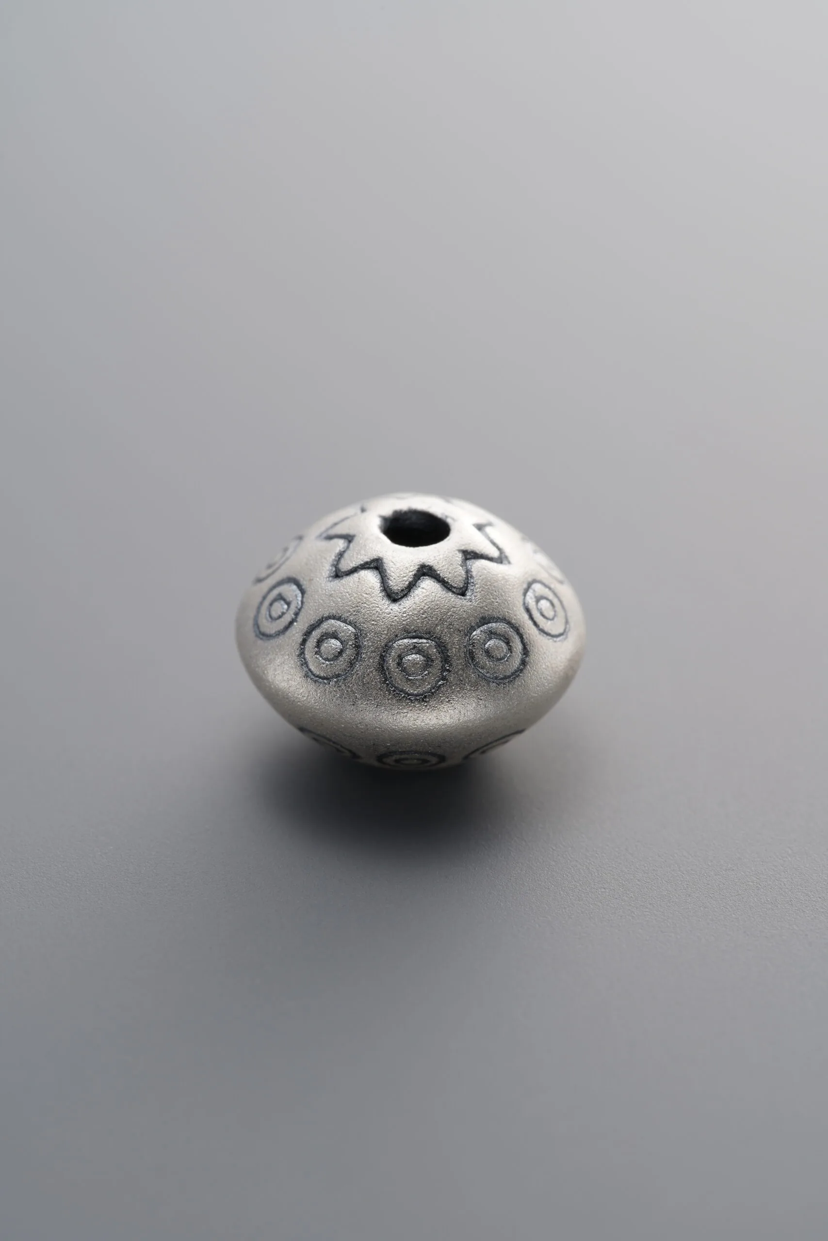 999 Fine Silver-Antiqued-Rondelle Spacer Bead-11mm - Image 2