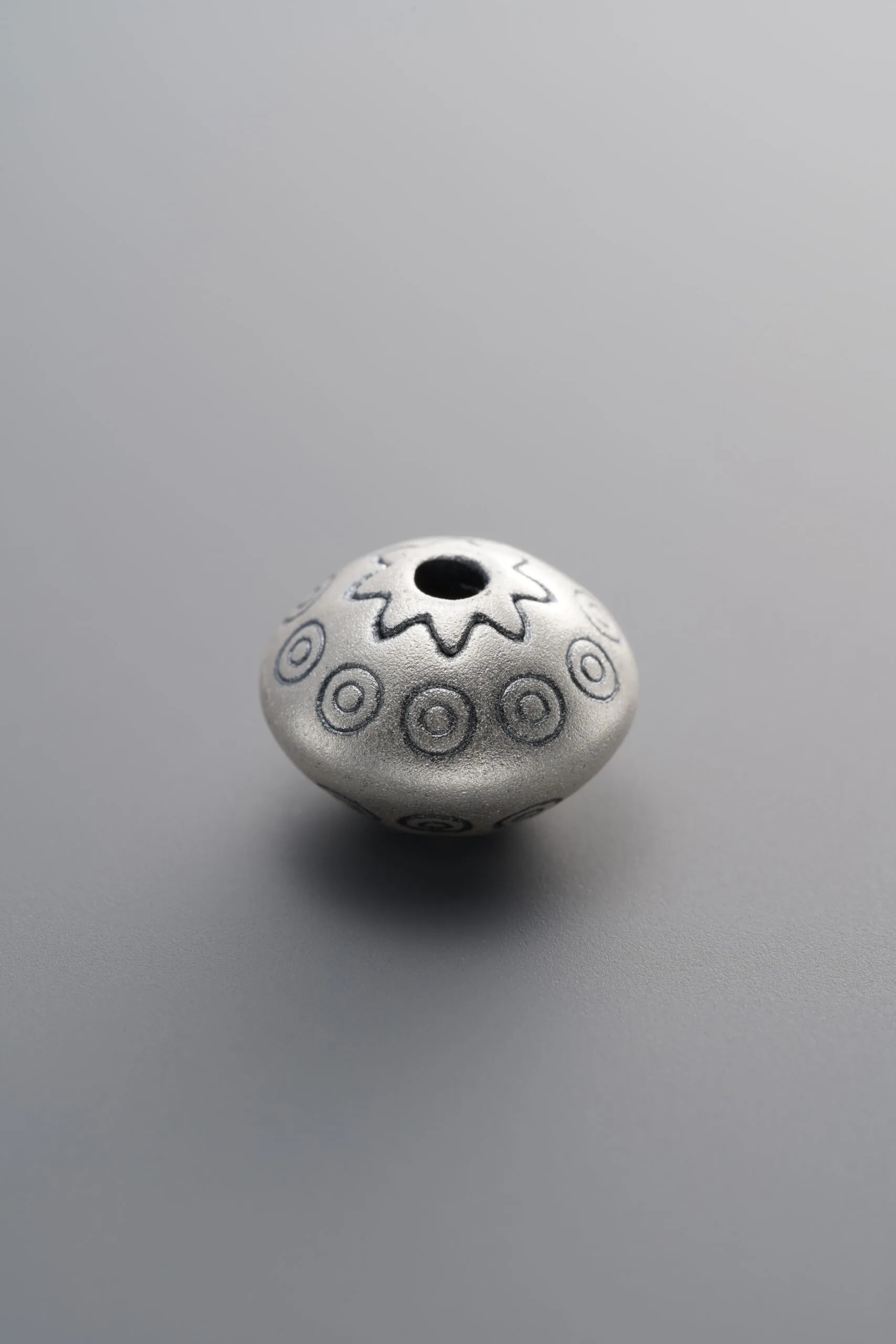999 Fine Silver-Antiqued-Rondelle Spacer Bead-11mm - Image 1