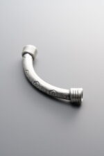 999 Fine Silver-Antiqued-Cloud Pattern Curved Tube Bead-43mm - Image 4