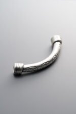999 Fine Silver-Antiqued-Cloud Pattern Curved Tube Bead-43mm