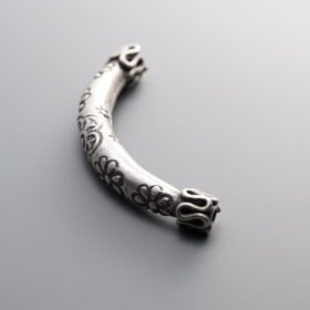 999 Fine Silver-Antiqued-Patterned Curved Tube-44mm