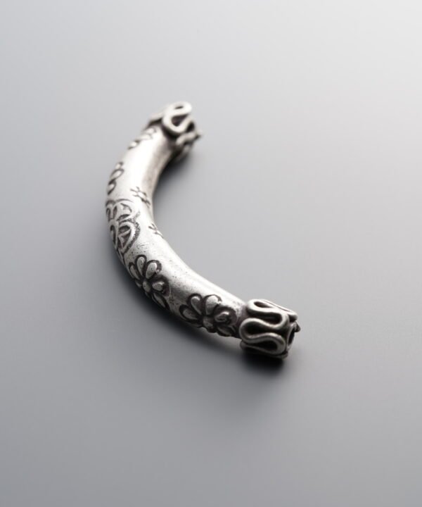 999 Fine Silver-Antiqued-Patterned Curved Tube-44mm
