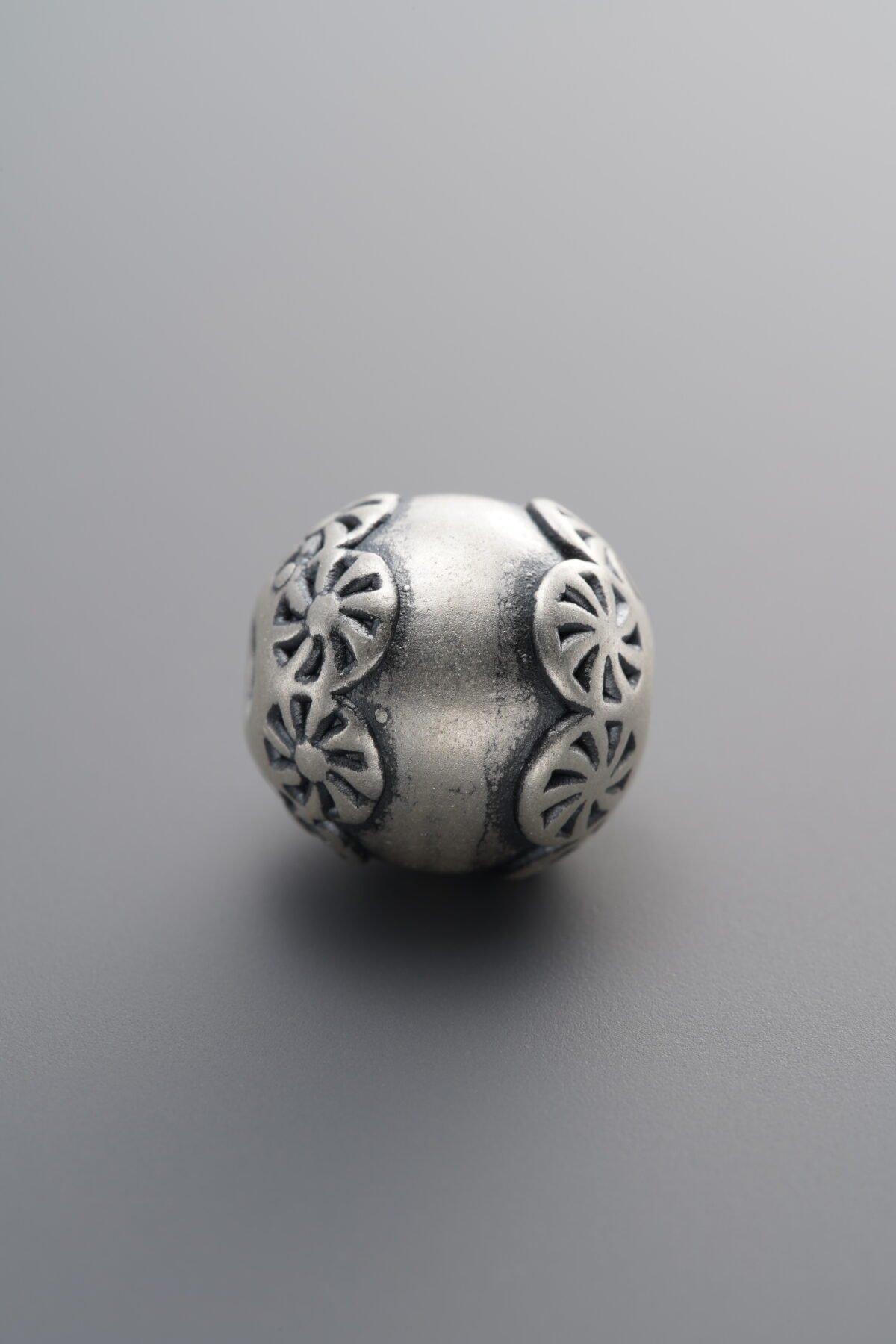 999 Fine Silver-Antiqued-Patterned Lantern Spacer Bead-11mm - Image 2
