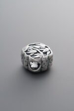 999 Silver-Vintage-Bamboo Pattern Box Spacer Beads-11mm - Image 3