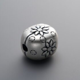 999 Silver-Vintage-3D Square Round Spacer Bead-12mm