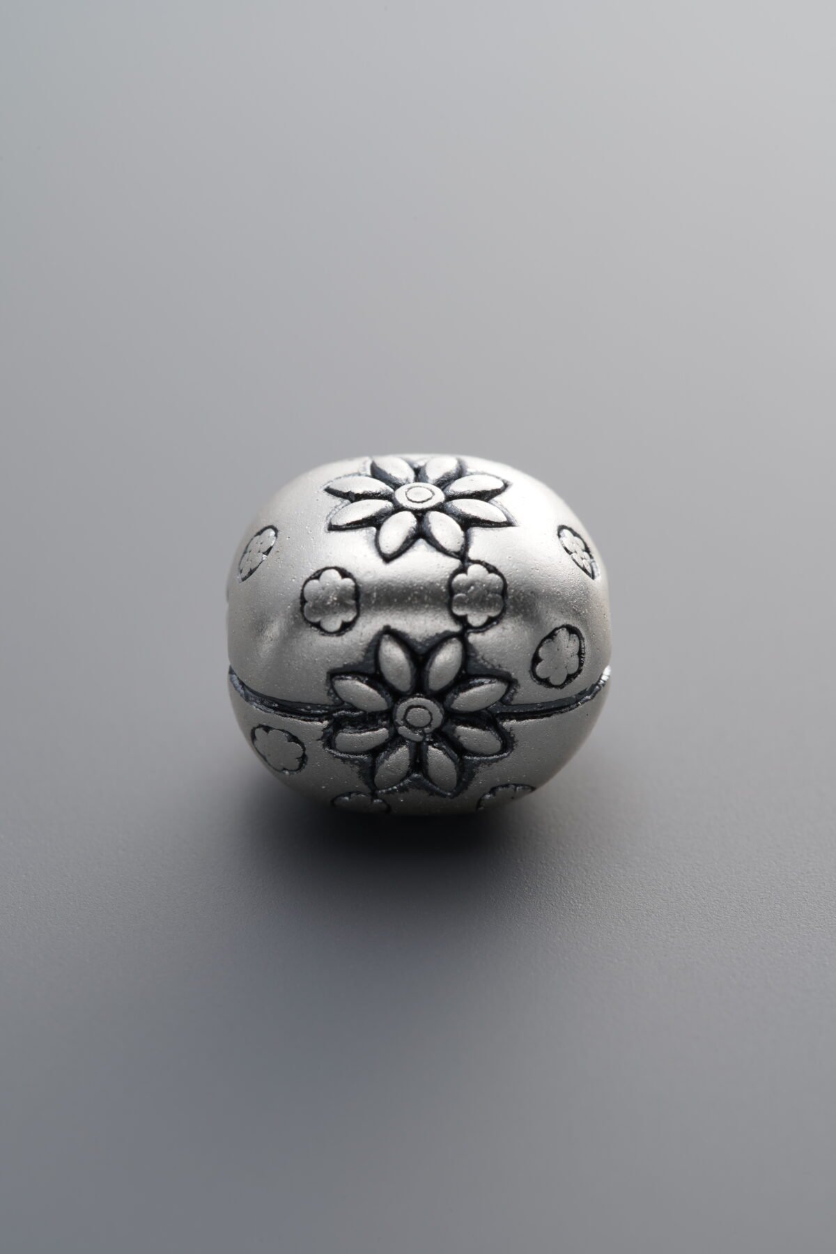 999 Fine Silver-Antiqued-Dimensional Square Round Spacer Bead-12mm - Image 3