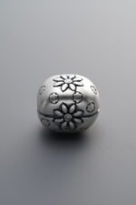 999 Fine Silver-Antiqued-Dimensional Square Round Spacer Bead-12mm - Image 3