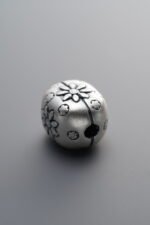 999 Fine Silver-Antiqued-Dimensional Square Round Spacer Bead-12mm - Image 2
