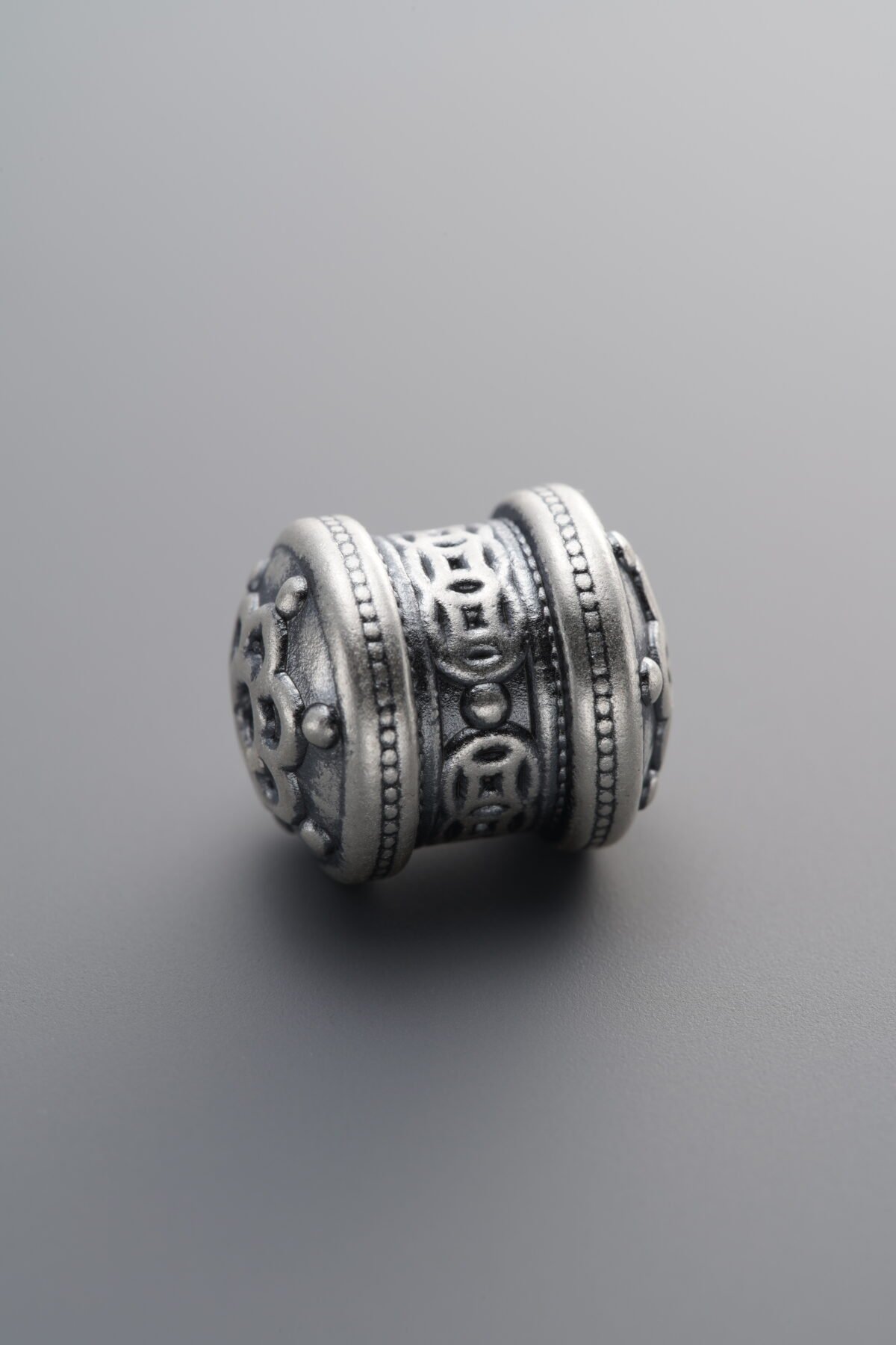 999 Fine Silver-Antiqued-Dimensional Copper Coin Tube Bead-13mm - Image 1