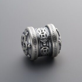 999 Fine Silver-Antiqued-Dimensional Copper Coin Tube Bead-13mm