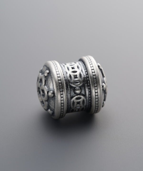 999 Fine Silver-Antiqued-Dimensional Copper Coin Tube Bead-13mm