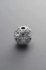 999 Silver-Vintage-3D Hard Silver Ruyi Knot Pankou Button Bead Clasp-10mm