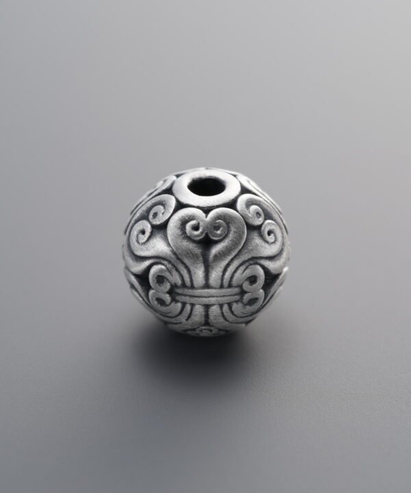999 Fine Silver-Antiqued-Dimensional Hard Silver Ruyi Knot Chinese Frog Clasp Bead Clasp-10mm