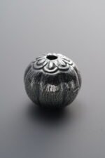 999 Fine Silver-Antiqued-Dimensional Pumpkin Spacer Bead-14mm - Image 2