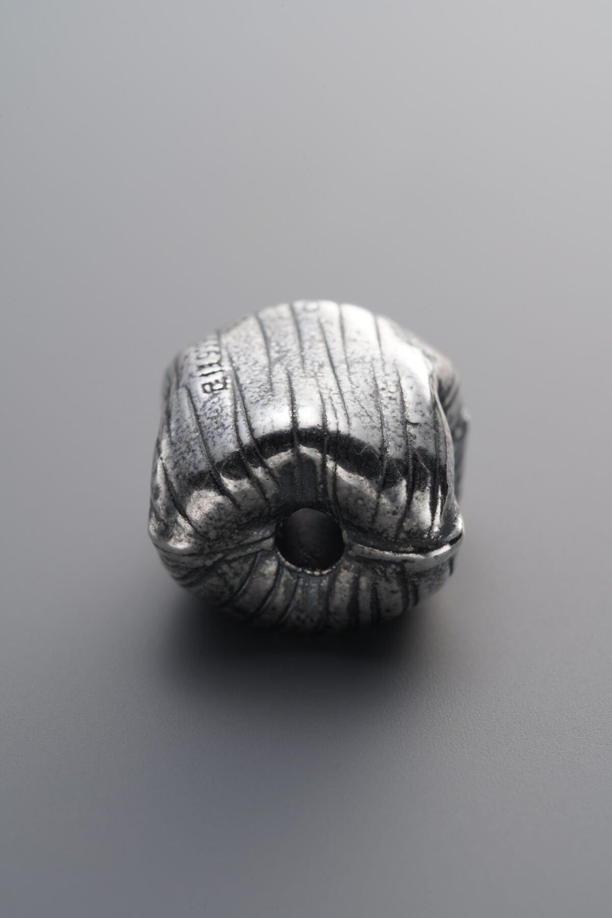 999 Fine Silver-Antiqued-Dimensional Wrinkled Pattern Square Flat Spacer Bead-13mm - Image 3
