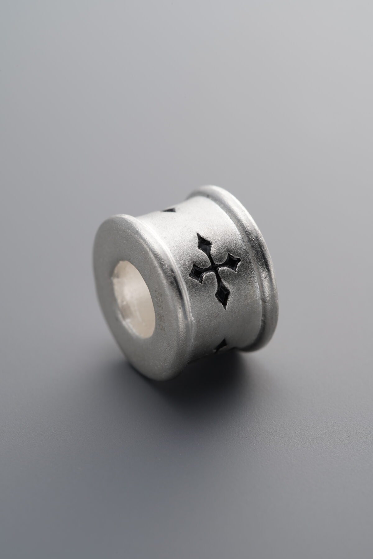 999 Fine Silver-Bright-Carved Cross Spacer Bead-12mm - Image 1