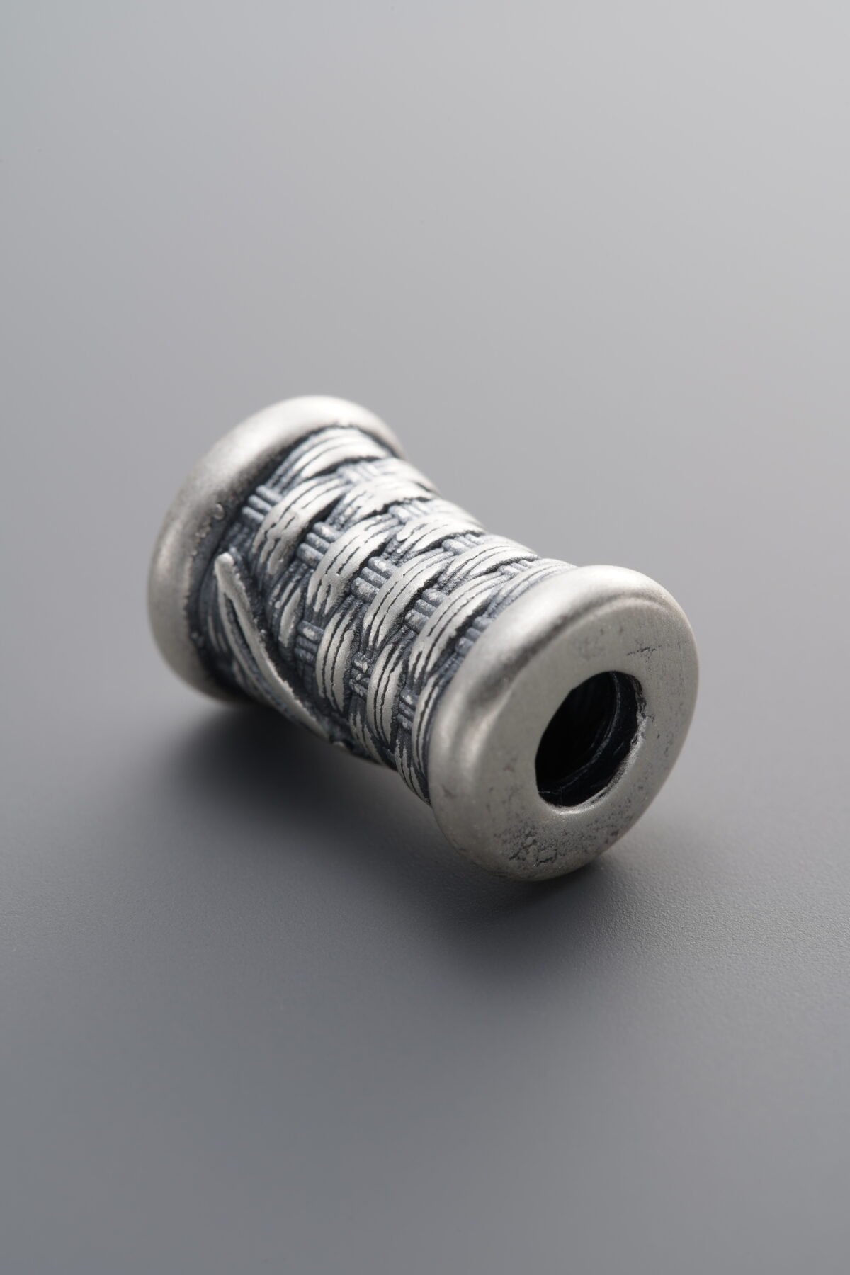 999 Fine Silver-Antiqued-Braided Bead-14mm - Image 1