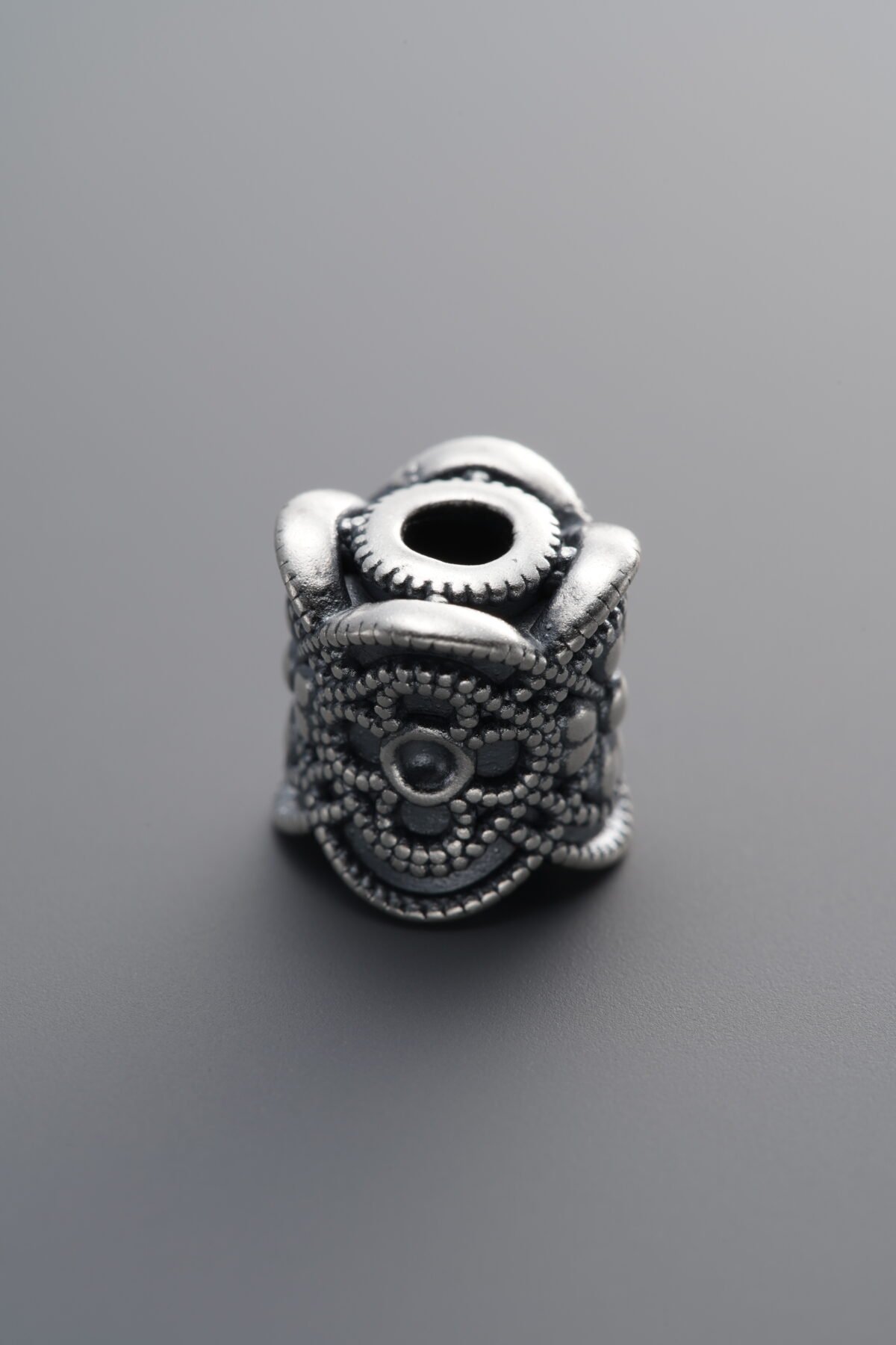 999 Fine Silver-Antiqued-Decorative Bead Barrel Bead-9mm - Image 1