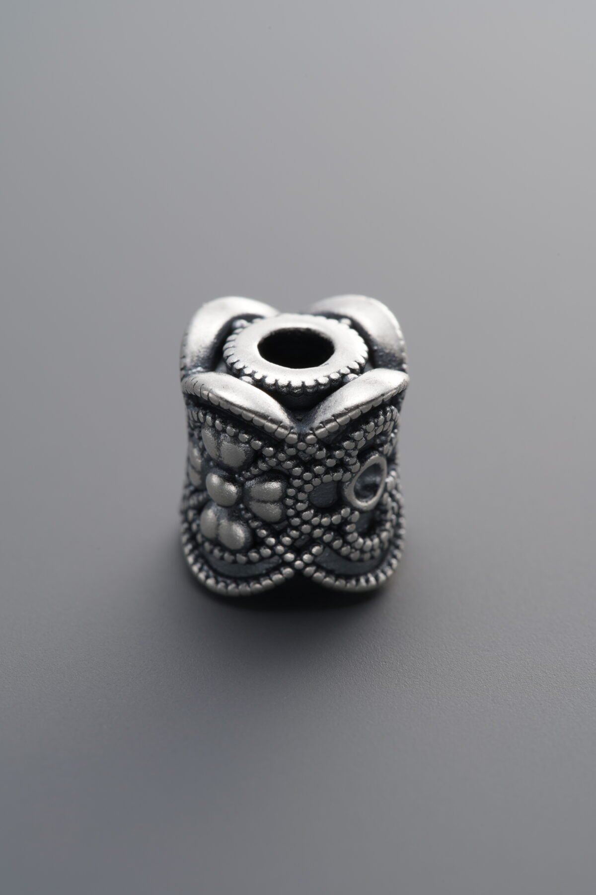 999 Fine Silver-Antiqued-Decorative Bead Barrel Bead-9mm - Image 3