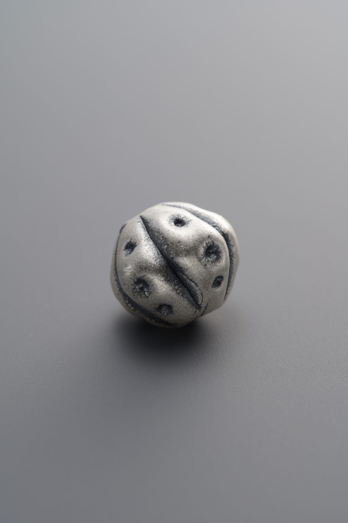 999 Fine Silver-Antiqued-Hammered-Texture Pumpkin Bead-9mm - Image 3