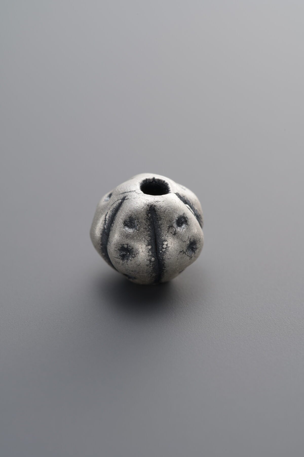 999 Fine Silver-Antiqued-Hammered-Texture Pumpkin Bead-9mm - Image 2