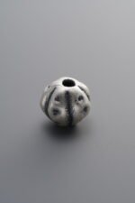 999 Silver-Vintage-Hammered-Texture Pumpkin Bead-9mm - Image 2
