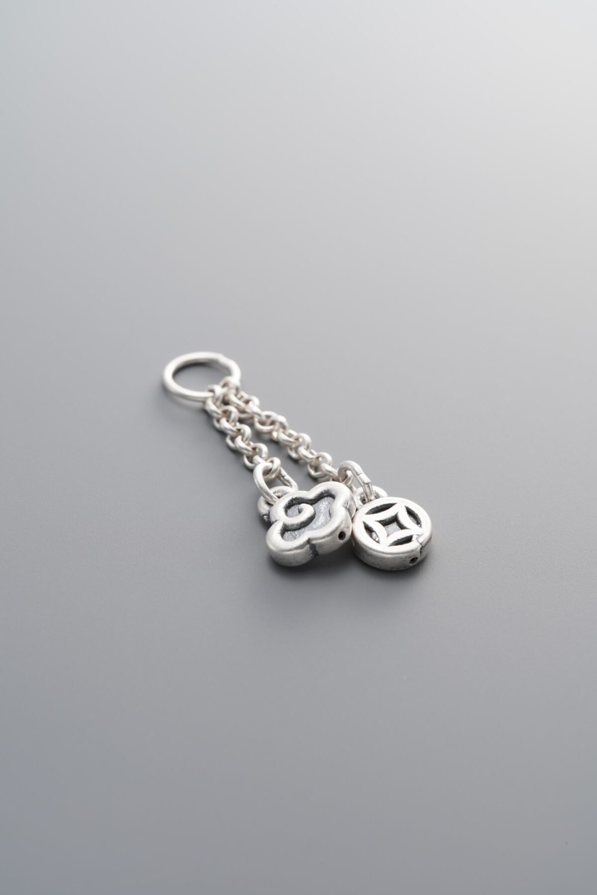 F2-16 (1) 999 Fine Silver-Antiqued-Auspicious Cloud Pendant-29mm - Image 1