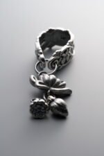 999 Fine Silver-Antiqued-Dimensional Lotus Flower Dangle Charm-64mm - Image 4
