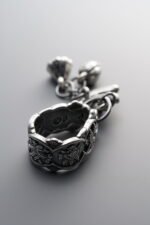 999 Fine Silver-Antiqued-Dimensional Lotus Flower Dangle Charm-64mm - Image 3