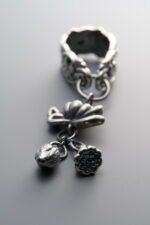 999 Fine Silver-Antiqued-Dimensional Lotus Flower Dangle Charm-64mm - Image 2