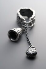 999 Fine Silver-Antiqued-Dimensional Bell Dangle Charm-75mm - Image 4